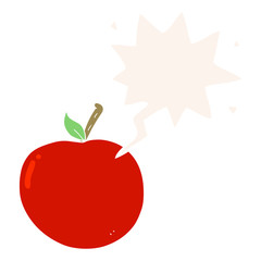 cartoon apple and speech bubble in retro style