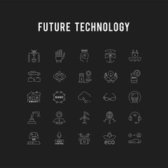 Set Vector Flat Line Icons Future Technology