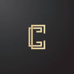 Minimal line letter initial C CC logo. Abstract and elegant shape font sign. logotype vector design template for personal identity branding, creative industry, web, business, corporate and company