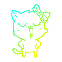 cold gradient line drawing cartoon cat