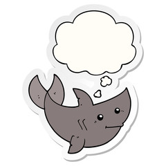 cartoon shark and thought bubble as a printed sticker