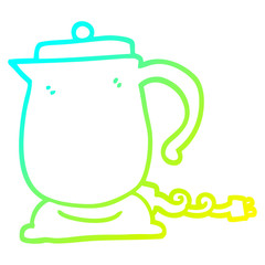 cold gradient line drawing cartoon kettle