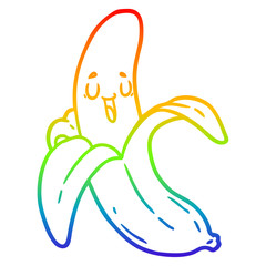 rainbow gradient line drawing cartoon banana