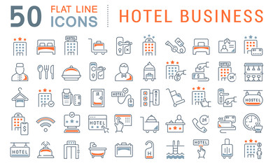 Fototapeta Set Vector Line Icons of Hotel Business obraz