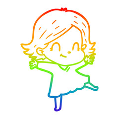 rainbow gradient line drawing cartoon friendly girl