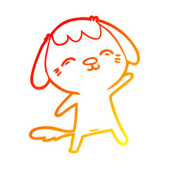 Obraz premium warm gradient line drawing happy cartoon dog