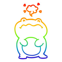 rainbow gradient line drawing cartoon frog