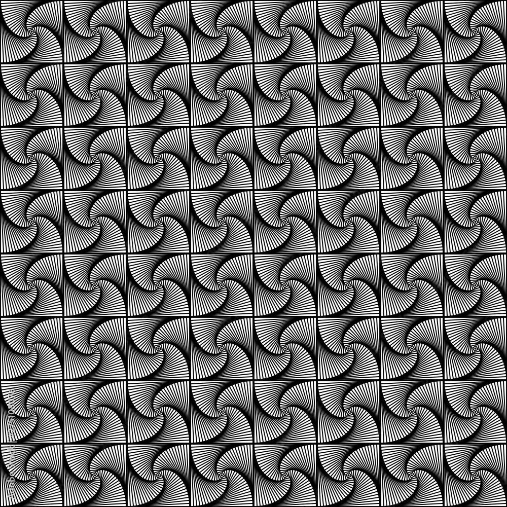 Aufkleber black and white abstract seamless vector pattern. background with futuristic wave or shape.