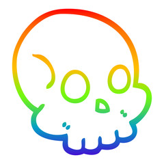 rainbow gradient line drawing cartoon skull