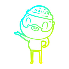 cold gradient line drawing cartoon bearded man