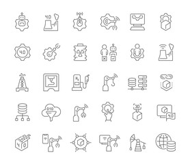Set Vector Line Icons of Industrial 4.0