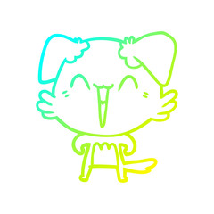 cold gradient line drawing happy little dog cartoon