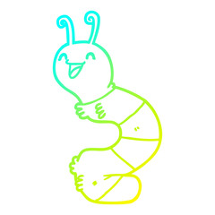cold gradient line drawing cartoon happy caterpillar