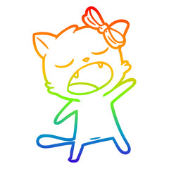 rainbow gradient line drawing cartoon singing cat