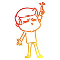 Fototapeta premium warm gradient line drawing cartoon man sweating