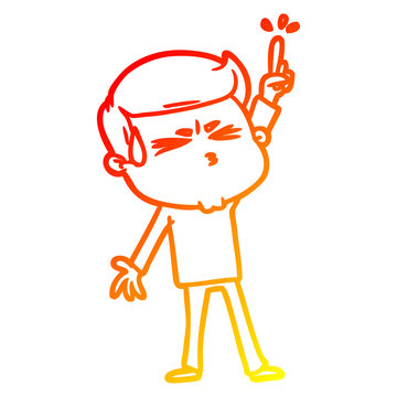 recommend clip art: warm gradient line drawing cartoon man sweating