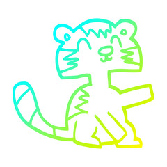 cold gradient line drawing cartoon happy cat