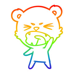 rainbow gradient line drawing angry cartoon bear