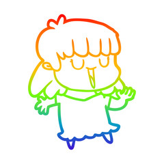 rainbow gradient line drawing cartoon woman