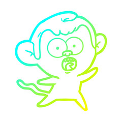 cold gradient line drawing cartoon shocked monkey