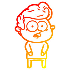 warm gradient line drawing cartoon staring man
