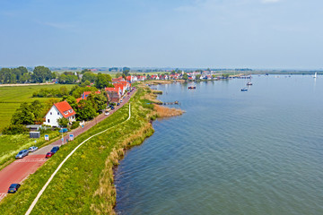 Aerial from the traditional village Durgerdam in the Netherlands