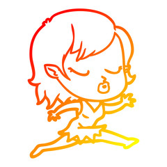 warm gradient line drawing cute cartoon vampire girl