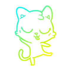 cold gradient line drawing cartoon cat