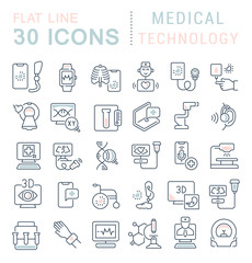 Set Vector Line Icons of Medical Technology