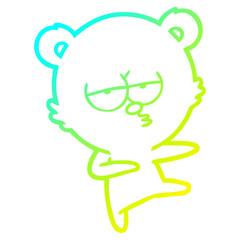cold gradient line drawing bored bear cartoon dancing
