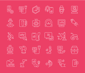 Set Vector Line Icons of Medical Technology