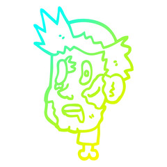 cold gradient line drawing cartoon zombie head
