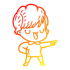 warm gradient line drawing cartoon woman talking