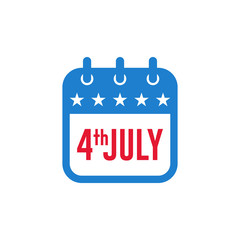 Modern Fourth Of July United States Independence Day Celebration Flag Calendar Icon Blue and Red Grey Color For Personal and all Business Company with High end Look