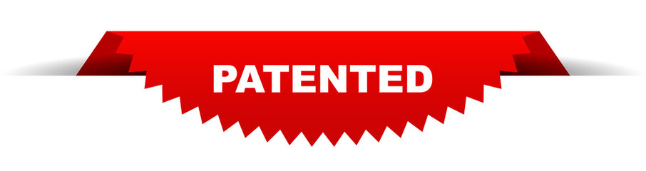 red vector banner patented