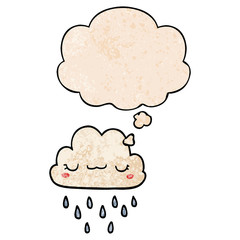 cartoon storm cloud and thought bubble in grunge texture pattern style