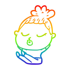 rainbow gradient line drawing cartoon calm woman