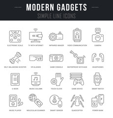 Set Vector Line Icons of Modern Gadgets