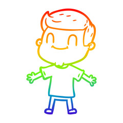 rainbow gradient line drawing cartoon friendly man