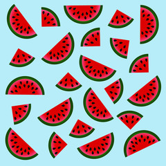 different shapes of watermelon isolated on a blue background