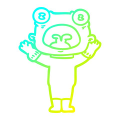 cold gradient line drawing cartoon weird alien communicating