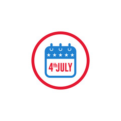 Naklejka premium Modern Fourth Of July United States Independence Day Celebration Flag Calendar Icon Blue and Red Grey Color For Personal and all Business Company with High end Look