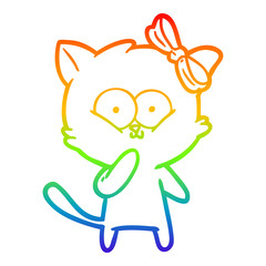 rainbow gradient line drawing cartoon cat