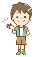 案内する男の子のイラスト