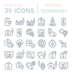 Set Vector Line Icons of Natural Technology
