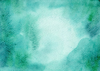 Abstract green turquoise watercolor blurred background.Bright soft gradient color.Graphic element for design