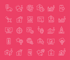 Set Vector Line Icons of Natural Technology