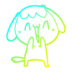 cold gradient line drawing cute cartoon dog