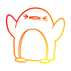 warm gradient line drawing cartoon penguin