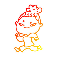 warm gradient line drawing cartoon woman